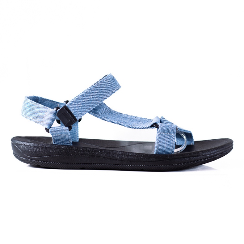 SHELOVET Sandale Denim Cu Velcro albastru