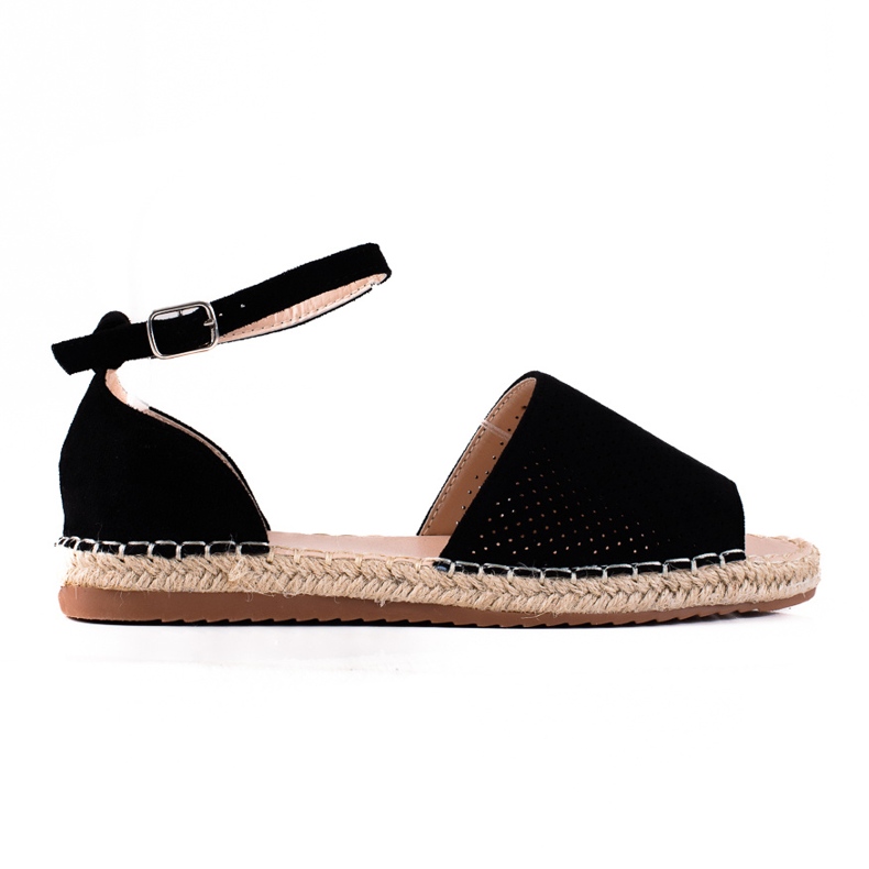 SHELOVET Sandale cu deschidere Espadrilles negru