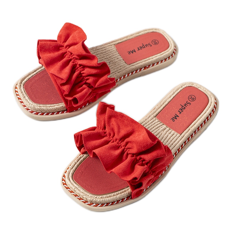 Șlapi roșii cu volan de la Palmeri roșu