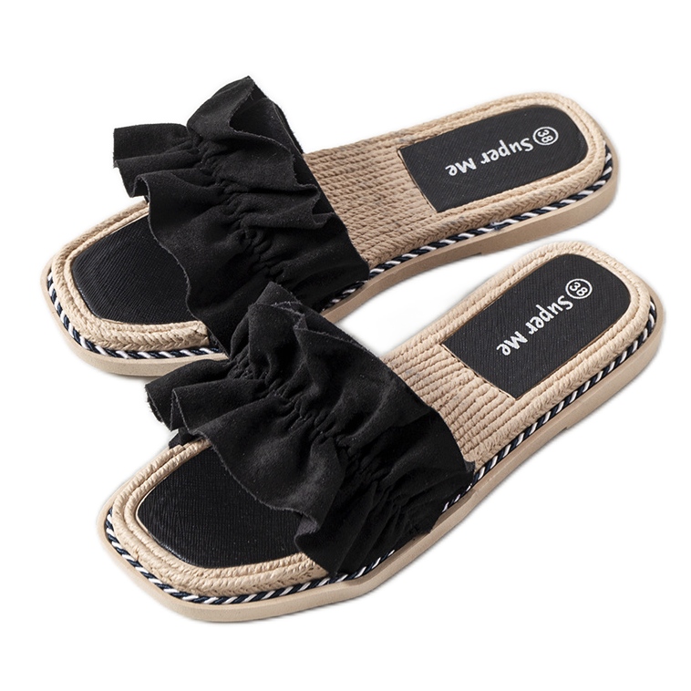 Flip-flops negri cu volan de la Palmeri negru