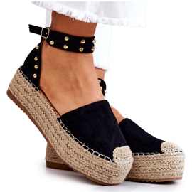 FB2 Sandale Espadrile Lillian Negre Cu Jeturi negru FB2 Sandale Espadrile Lillian Negre Cu Jeturi negru