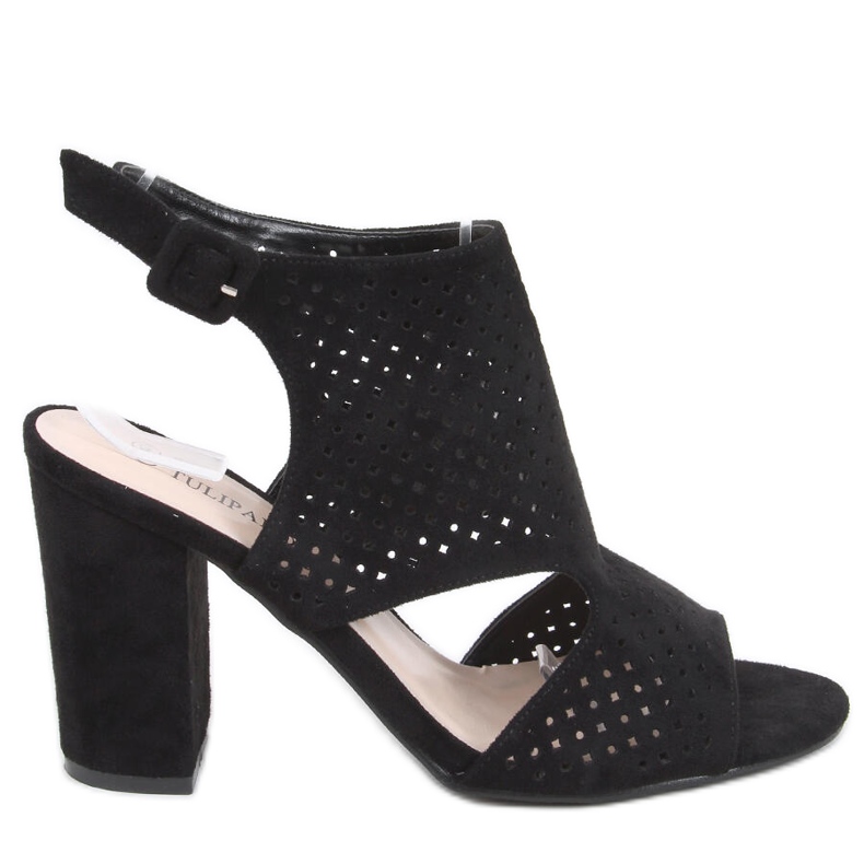 Guala Sandale ajurate cu toc înalt de culoare neagră negru Guala Sandale ajurate cu toc înalt de culoare neagră negru