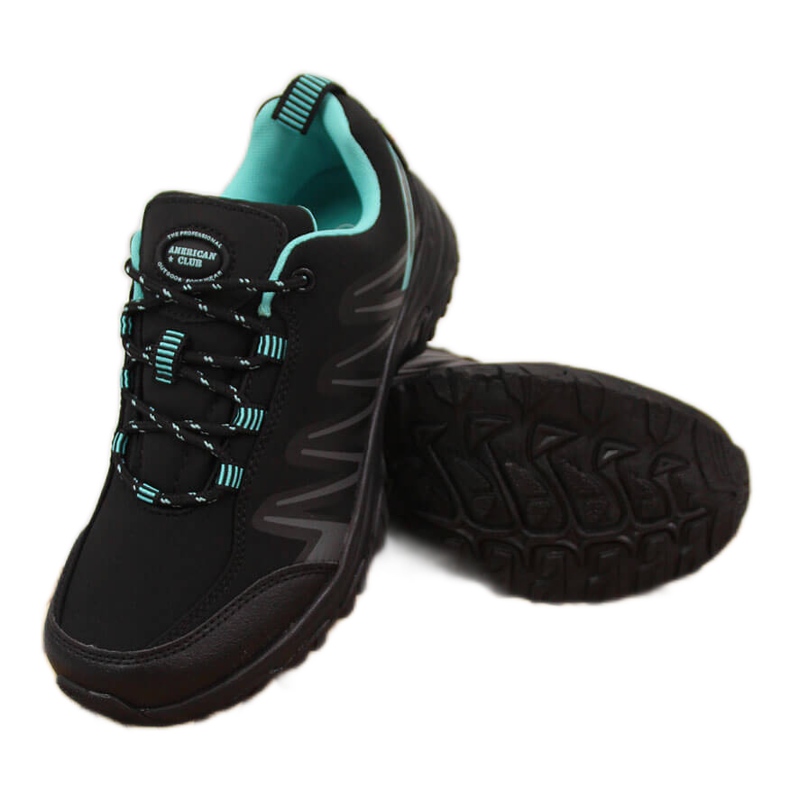 Pantofi de trekking dama impermeabili negri si menta American Club negru Pantofi de trekking dama impermeabili negri si menta American Club negru