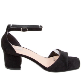 Sandale de dama cu toc inalt cu piele intoarsa Silence Black negru Sandale de dama cu toc inalt cu piele intoarsa Silence Black negru