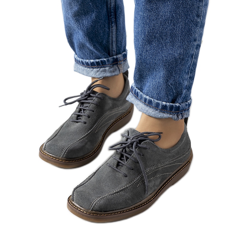 Pantofi de dama din piele gri de la Morten