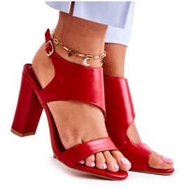 Sandale roșii Maronni cu decolteu roșu