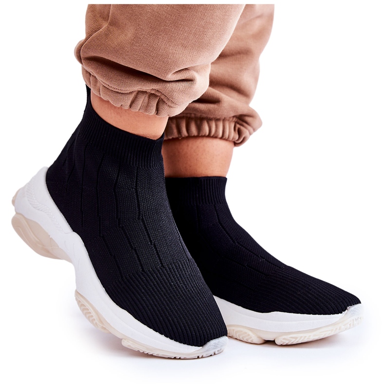 Pantofi sport de pânză înalți de damă Negri Nolly negru