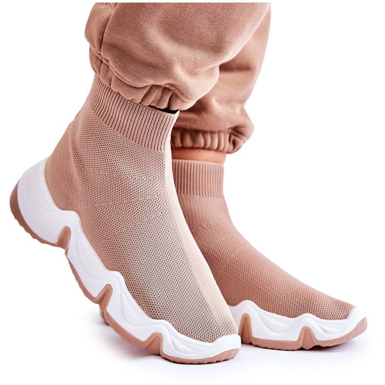 Pantofi sport de damă înalt material Bej Morris