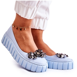 PA2 Balerini De Piele Pe Platformă Cu Ornament Ladette Albastru