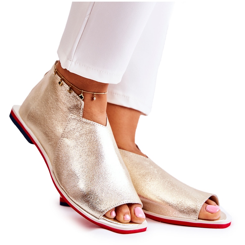 Nicole Sandale din piele pe un slider Clorie auriu de aur