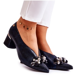 Pompi De Piele Cu Decorat Laura Messi 2487 Negru Pompi De Piele Cu Decorat Laura Messi 2487 Negru