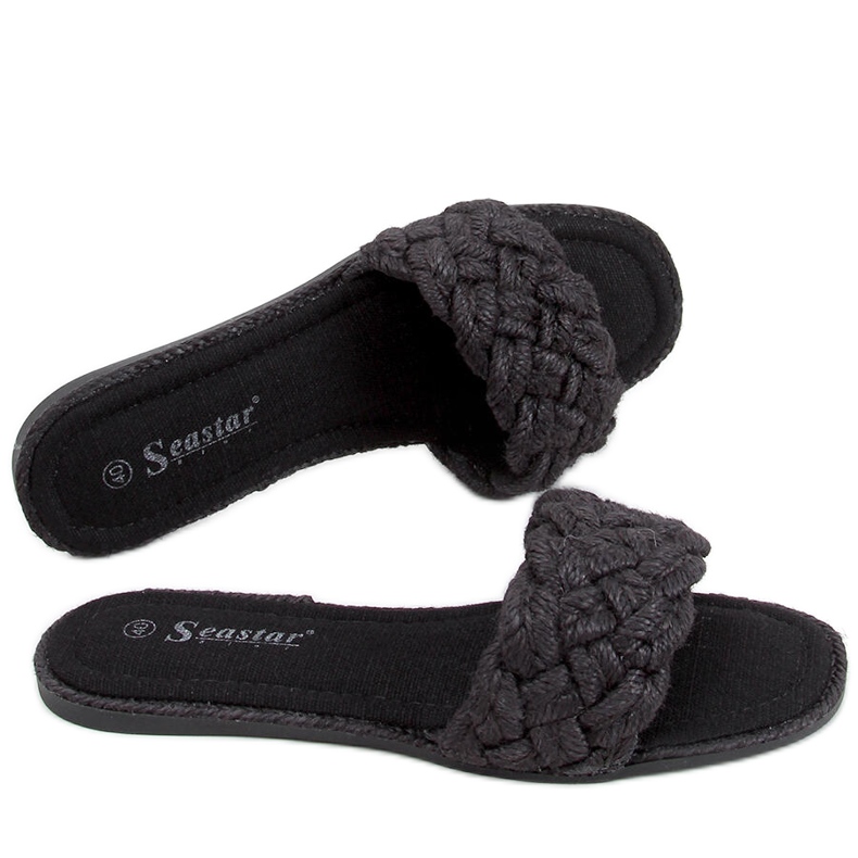 Papuci dama cu siret Erika Black negru