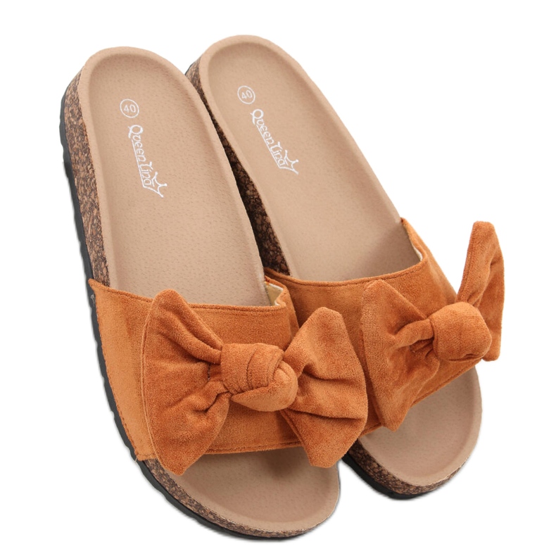 Papuci din plută Kiara Camel maro