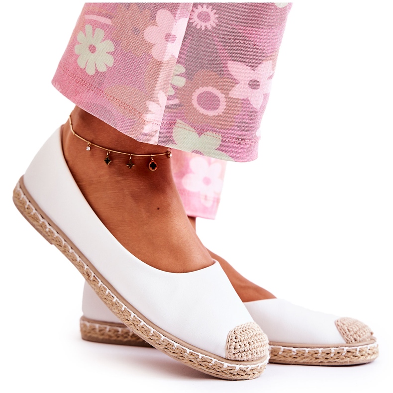 Espadrile clasice din piele albă de damă Calabria bej