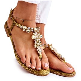 PG2 Sandale Damă Flip-flops Cu Zirconiu Cubic Galben Ivanne maro PG2 Sandale Damă Flip-flops Cu Zirconiu Cubic Galben Ivanne maro