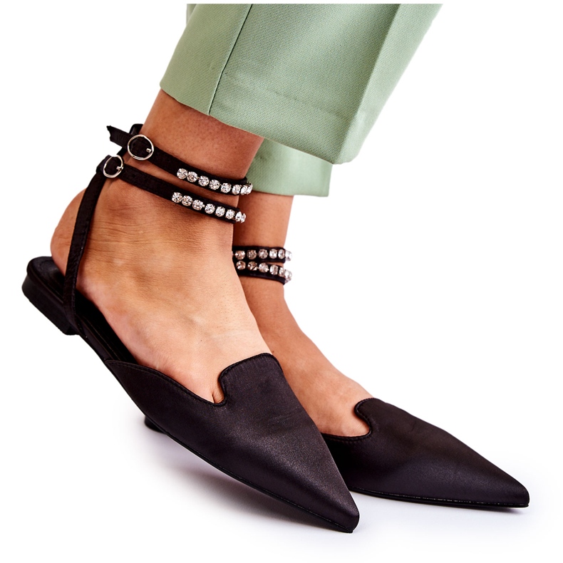 WS1 Sandale Negre Amisha De Damă Cu Deget Spitz negru