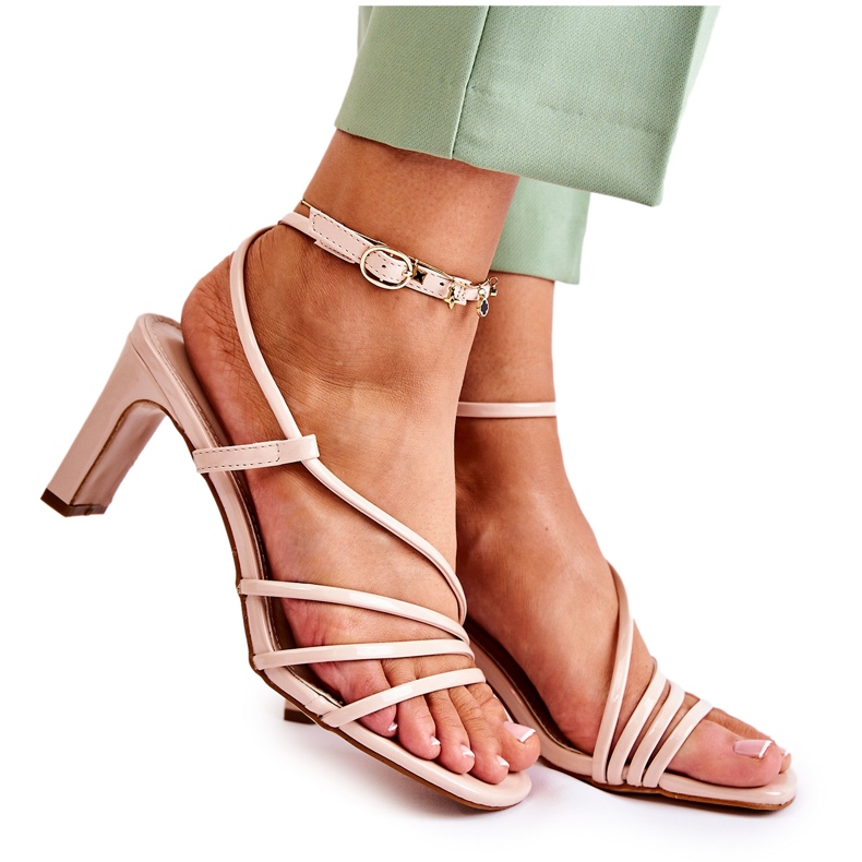 WS1 Sandale Clasice Lăcuite Pe Tocuri Înalte Milani Bej