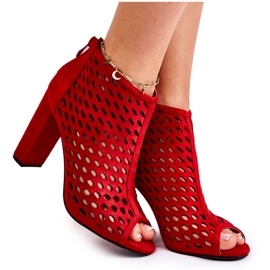 WT1 Ghete Jenissa din piele intoarsa ajurata rosii roșu WT1 Ghete Jenissa din piele intoarsa ajurata rosii roșu