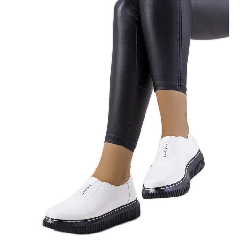 Brogues albe pe platforma Siddons