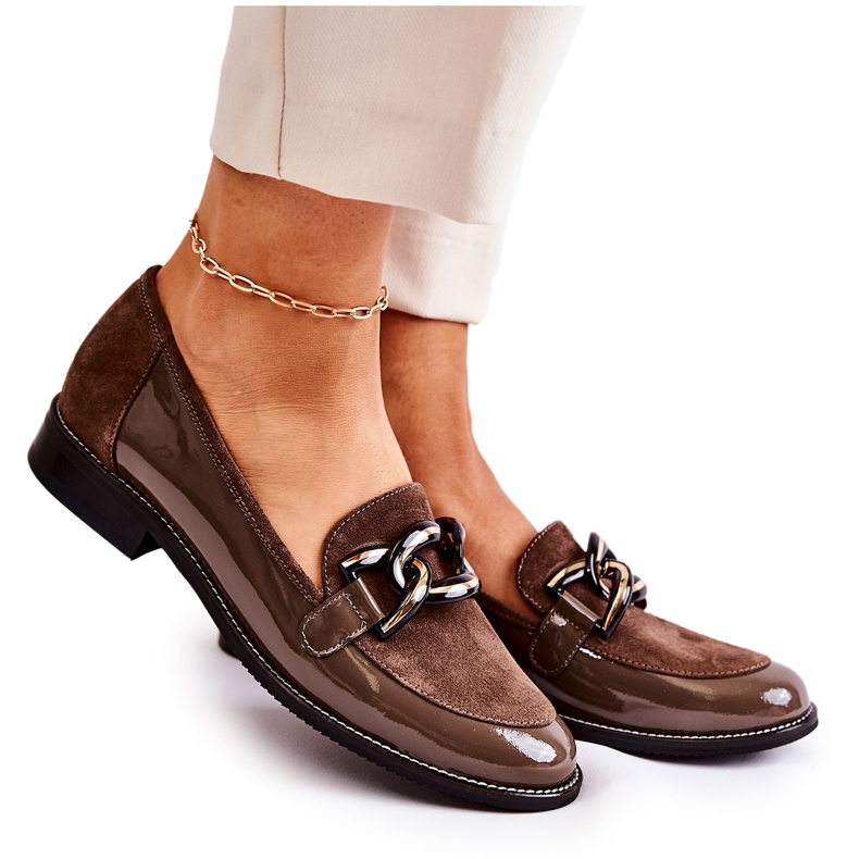 Mocasini Clasici Cu Lant Laura Messi 2531 Maro