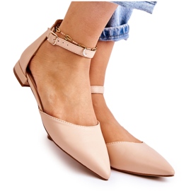 WD1 Sandale Balerini De Damă De Piele În Spitz Bej Caprise