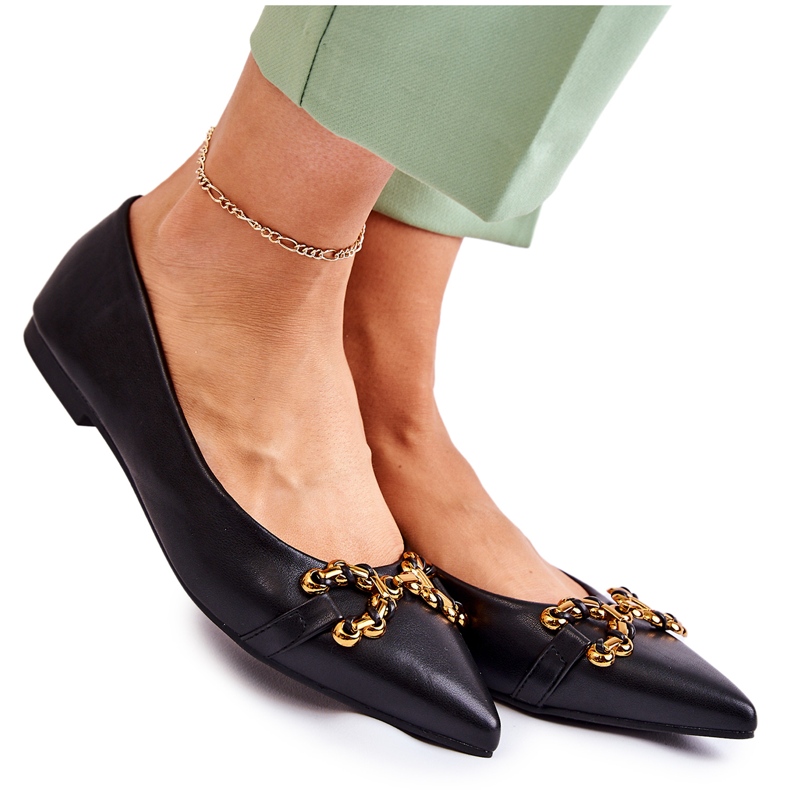 WS1 Balerini De Damă În Spitz Cu Ornament Carlos Negru WS1 Balerini De Damă În Spitz Cu Ornament Carlos Negru