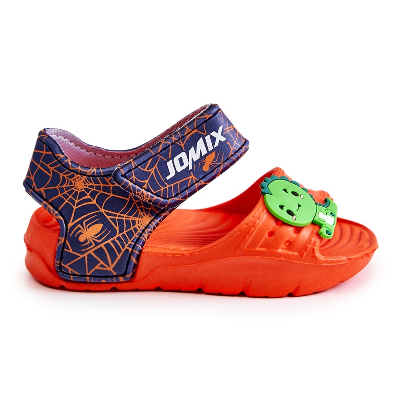 WJ1 Sandale ușoare pentru copii cu decorațiuni portocalii și bleumarin albastru marin portocale