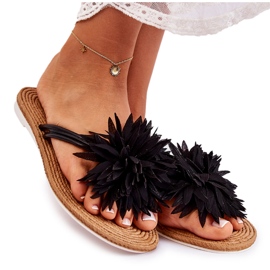 WJ1 Flip-flops Damă Cu Ornament Tesatura Negru Eviana