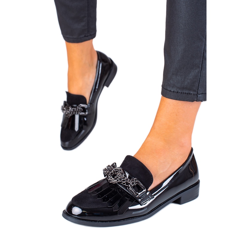 SHELOVET Mocasini cu stil negru SHELOVET Mocasini cu stil negru