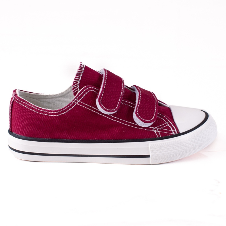 Adidași cu velcro pentru copii Vico burgundy roșu multicolor