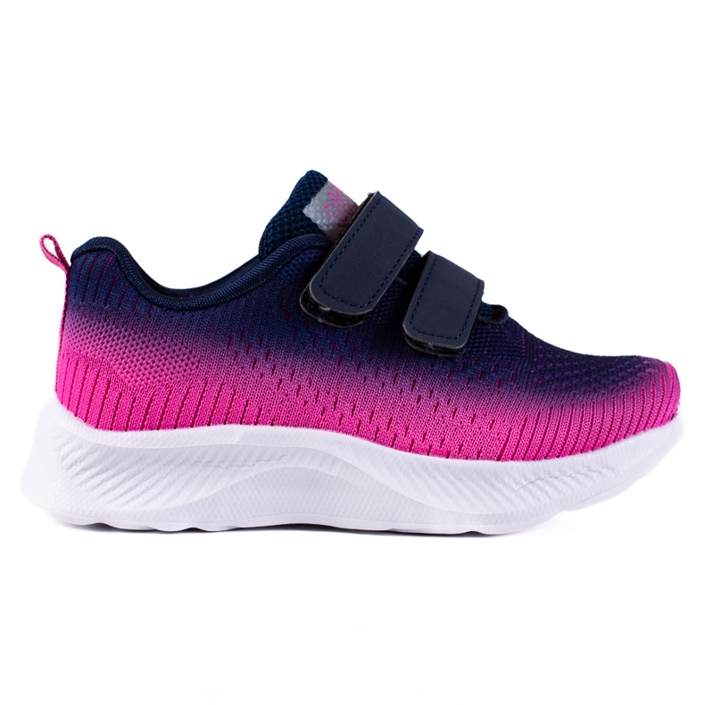 Pantofi sport Shelovet bicolore cu Velcro pentru copii albastru marin roz