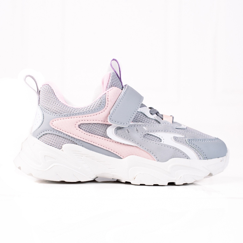 Adidași pentru copii Shelovet pe talpă groasă, gri deschis roz