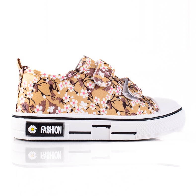 Adidasi copii Shelovet cu flori bej alb maro