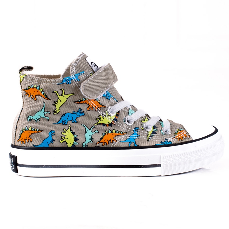 Adidași înalți pentru băieți Shelovet dinozauri gri