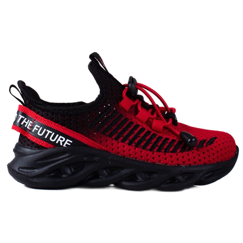 Pantofi sport pentru copii Vico, material bicolor negru roșu