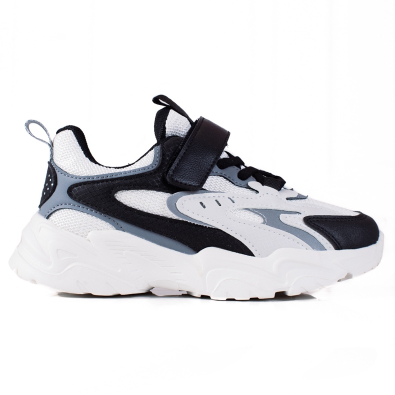 Adidași pentru copii Shelovet pe talpă groasă în alb-negru gri