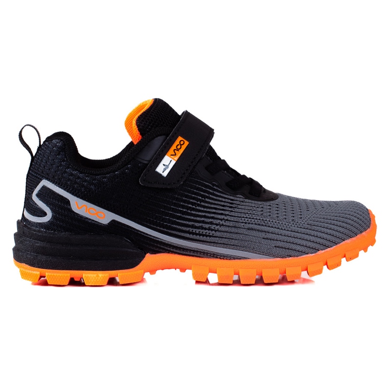 Pantofi sport pentru baieti Vico cu talpa portocalie negru gri
