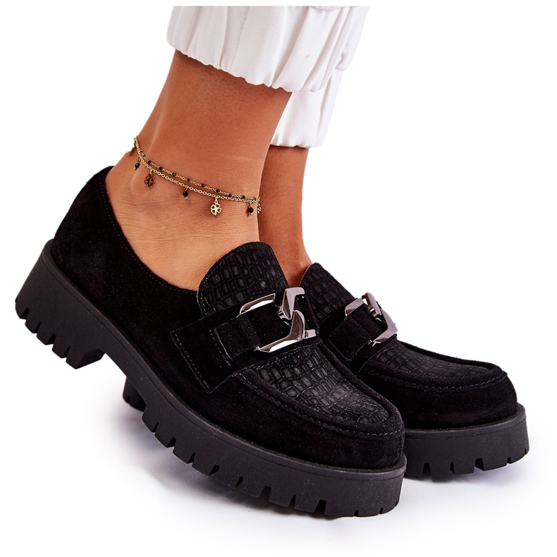 PL5 Mocasini negri din piele intoarsa la moda Rayhan negru