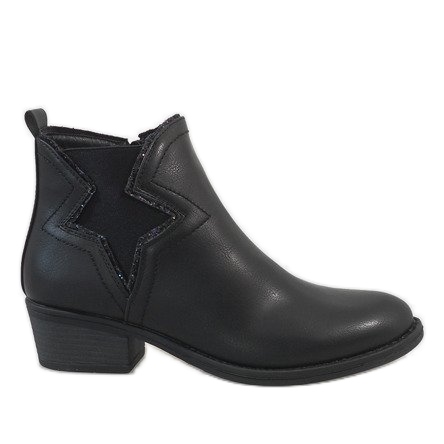 Kayla Shoes Cizme izolate negre cu o stea 6307-1 negru