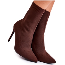 WS1 Cizme înalte de damă cu ciorap pe toc stiletto Luisell maro WS1 Cizme înalte de damă cu ciorap pe toc stiletto Luisell maro