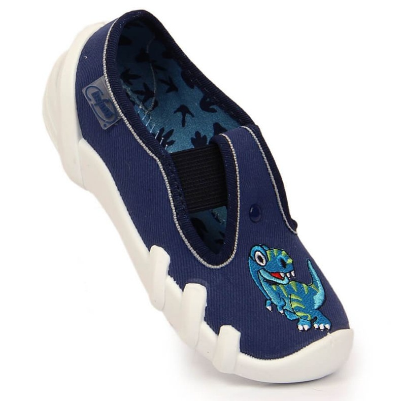 Papuci cu bandă elastică cu un slip de dinozaur pe Befado Jr BEF12C bleumarin albastru marin