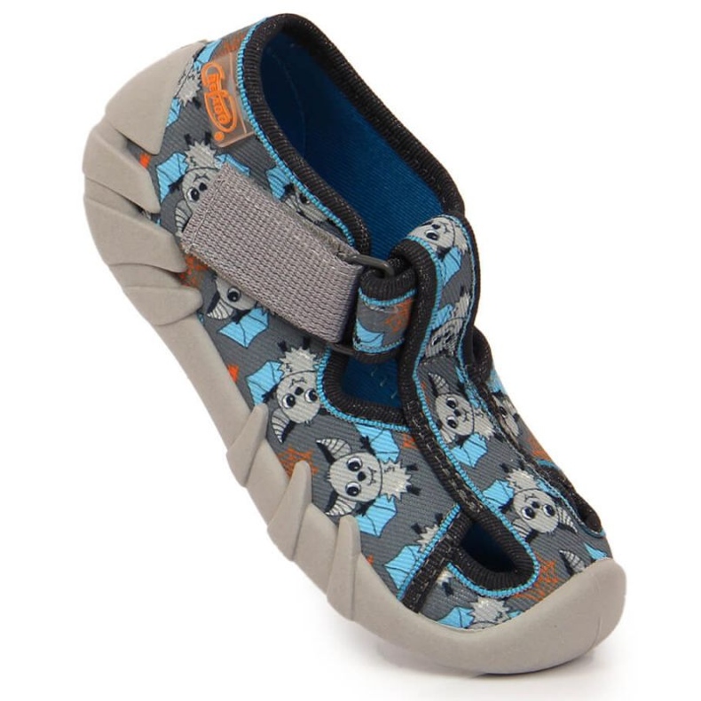 Papuci cu velcro cu liliac Befado Jr BEF6A gri