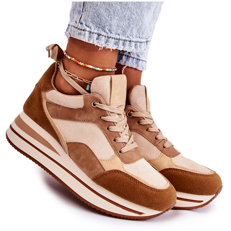 PS1 Pantofi sport de piele intoarsa de dama maro-bej Elisse