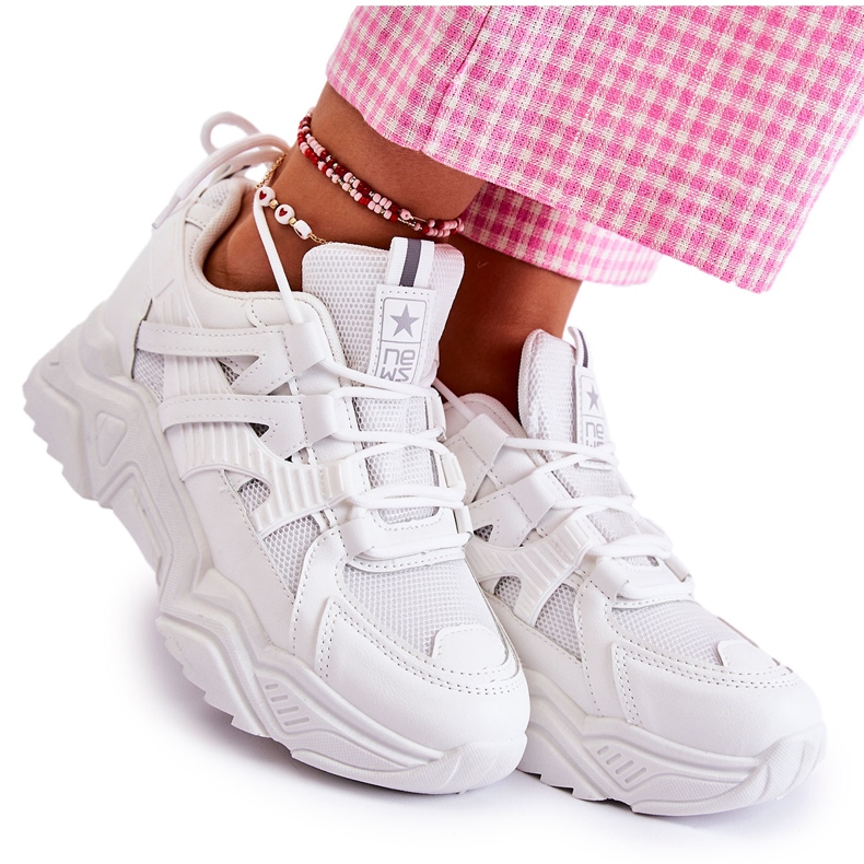 PE1 Pantofi sport dama Sneakers White Daren alb