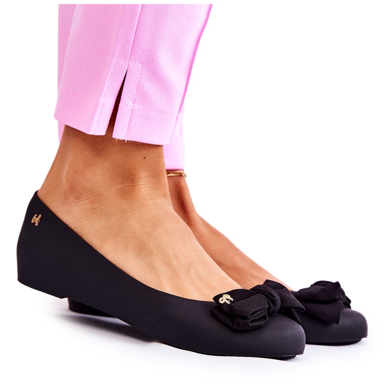 PH1 Balerini din cauciuc de damă cu fundă Negru Fergie