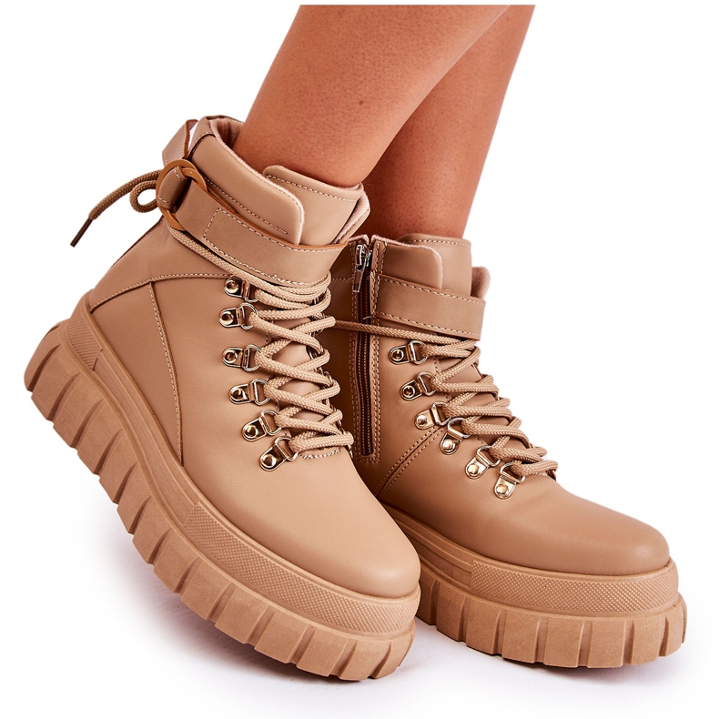 FB3 Botine de damă la modă bej La Blanca