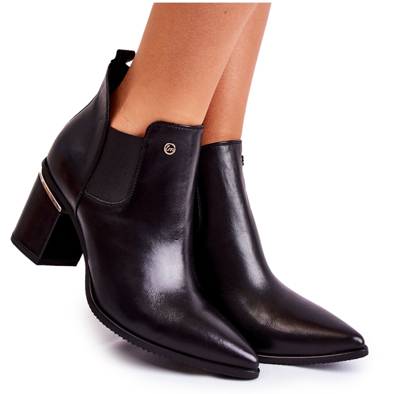 Cizme din piele pe toc inalt Laura Messi 2506 negru