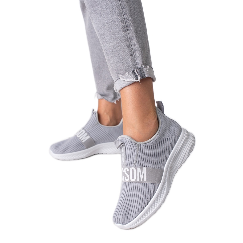 Tenisi dama gri din material textil Shelovet