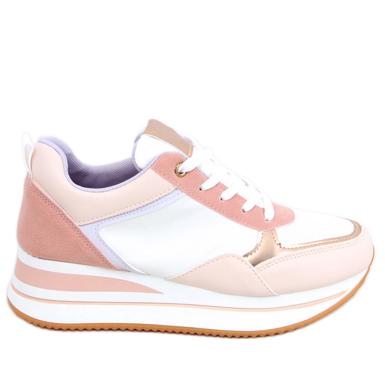 Pantofi sport cu pană Bahar Pink alb roz
