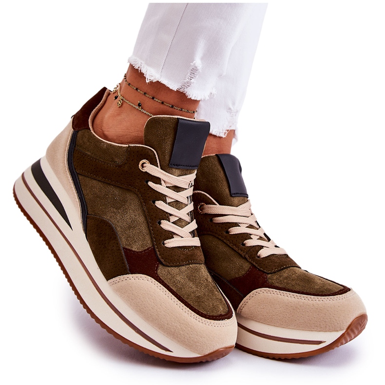 PS1 Pantofi sport damă din piele intoarsa verde-bej Elisse PS1 Pantofi sport damă din piele intoarsa verde-bej Elisse